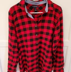 Lands' End buffalo plaid flannel shirt